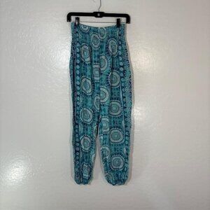 Lotus and Luna Pants Womens OSFM Boho Elastic Waist Rayon Handmade Thailand